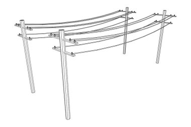 Güç iletimi yüksek voltaj pilonu. Kablo çerçevesi düşük poli ağ