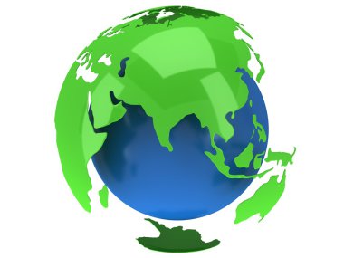 dünya gezegen dünya. 3D render. Hindistan görünümü.