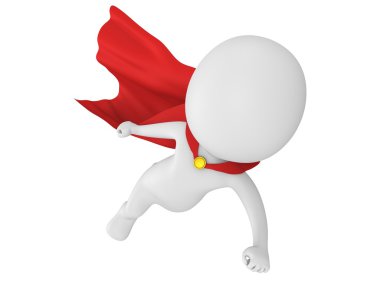 uçan kırmızı pelerini ile 3D cesur kahraman