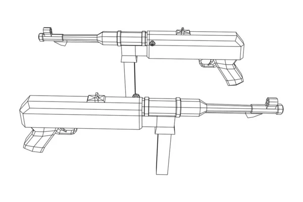 Pistolet mitrailleur allemand MP 40 Pistolet à armes à feu de la Seconde Guerre mondiale — Image vectorielle