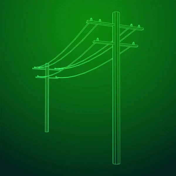 Vermogen transmissie hoogspanning pyloon. Wireframe met lage poly mesh — Stockvector