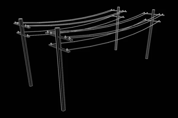 Stromübertragung Hochspannungsmast. Drahtgeflecht Low Poly Mesh — Stockvektor