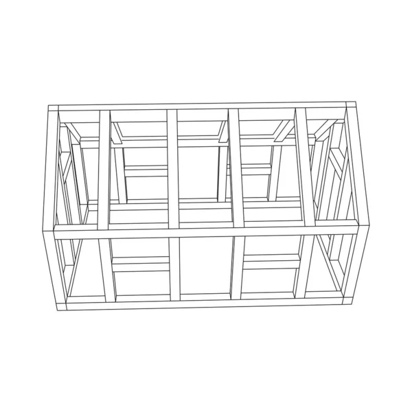 温室建筑框架。温室建筑的对象。暖房 — 图库矢量图片