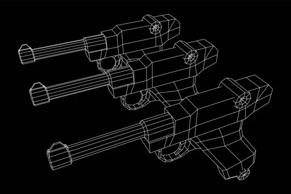 Pistola Arma Fuego Militar Alemana Guerra Mundial Ilustración Vectores Malla — Vector de stock