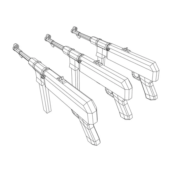 Subfusil alemán MP 40 pistola de armas de fuego de la Segunda Guerra Mundial — Vector de stock