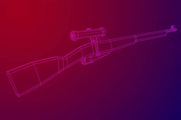 Sniper bolt-action rifle mosin nagant. Wireframe low poly mesh — Stock Vector