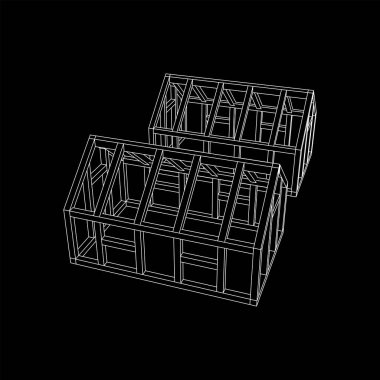 Sera inşaat iskeleti. Sera binası objesi. Sıcak ev