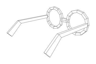 İnek Yuvarlak Retro Gözlük Kablosu Vektör İllüstrasyonu.