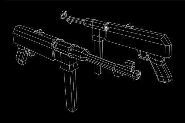 Pistolet mitrailleur allemand MP 40 Pistolet à armes à feu de la Seconde Guerre mondiale — Image vectorielle