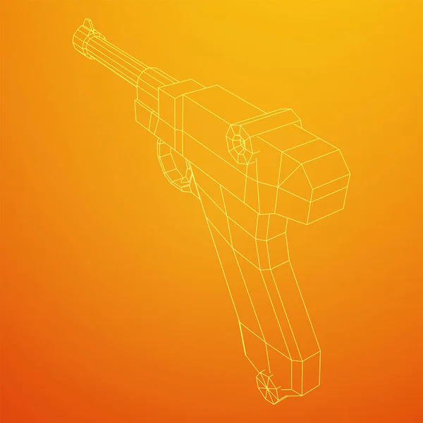 Pistolet militaire allemand de la guerre mondiale. Wireframe faible vecteur poly. — Image vectorielle