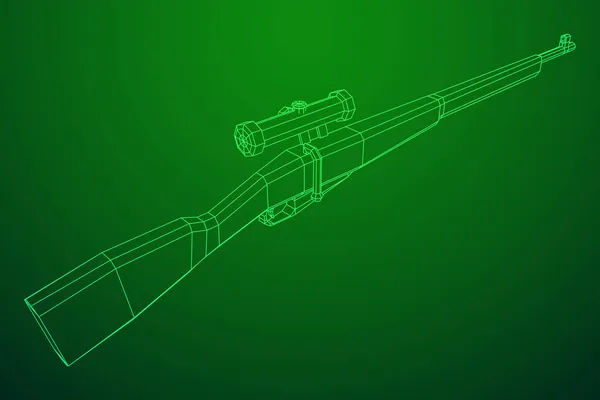 Sniper bolt-action rifle mosin nagant. Wireframe low poly mesh — Stock Vector