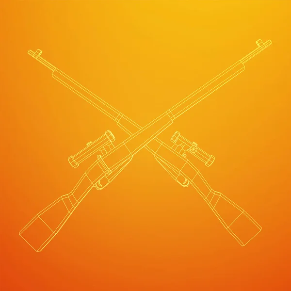 Sniper perno-acción rifle mosin nagant. Malla de polietileno baja Wireframe — Archivo Imágenes Vectoriales