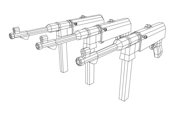 Subfusil alemán MP 40 pistola de armas de fuego de la Segunda Guerra Mundial — Vector de stock