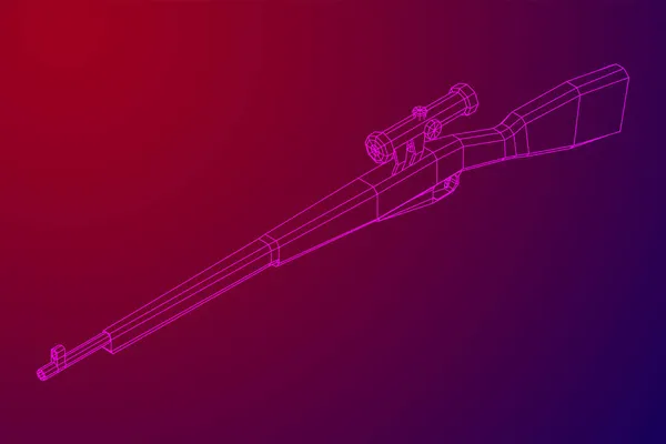 Scherpschutter bout-actie geweer mosin nagant. Wireframe met lage poly mesh — Stockvector