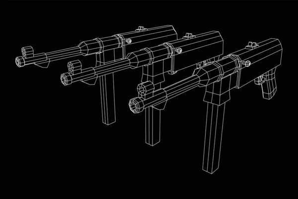 Subfusil alemán MP 40 pistola de armas de fuego de la Segunda Guerra Mundial — Vector de stock