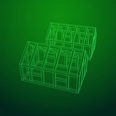 Sera inşaat iskeleti. Sera binası objesi. Sıcak ev