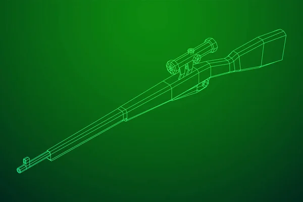 Sniper perno-acción rifle mosin nagant. Malla de polietileno baja Wireframe — Vector de stock