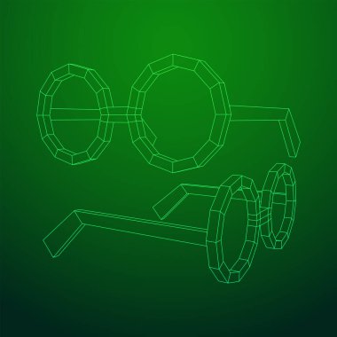 İnek Yuvarlak Retro Gözlük Kablosu Vektör İllüstrasyonu.