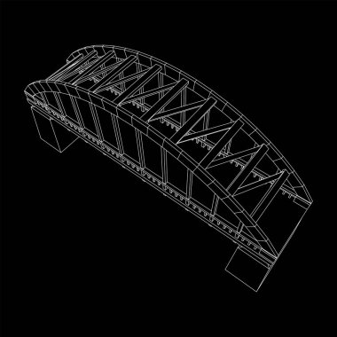 Köprü bağlantısı. Kablo çerçevesi düşük poli ağ