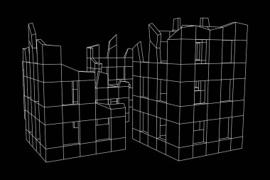 Harap olmuş bina ve beton, savaş yıkım konsepti