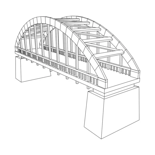Estrutura de ligação da ponte. Wireframe baixa malha poli —  Vetores de Stock