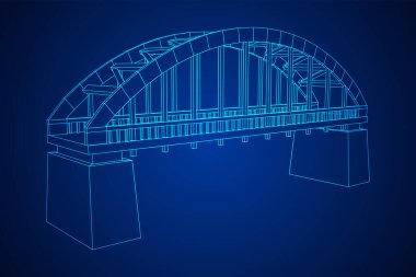 Köprü bağlantısı. Kablo çerçevesi düşük poli ağ