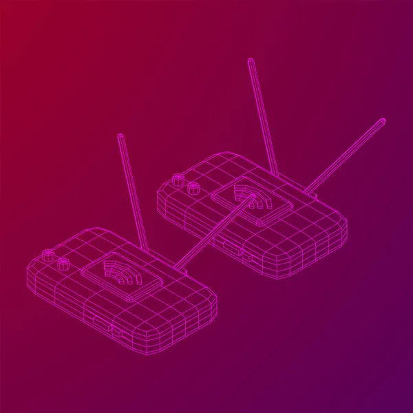 Modem Router Com Antena Internet Sem Fio Alta Velocidade Wireframe —  Vetores de Stock