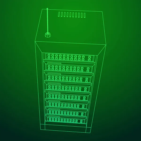 Data Network Server Cabinet Diagnostic Test Computer Room Technology Communication — Stock Vector