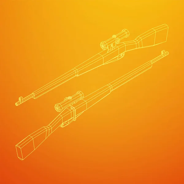 Scharfschützengewehr Mosin Nagant Illustration Eines Drahtgittervektors Mit Niedrigem Poly Netz — Stockvektor