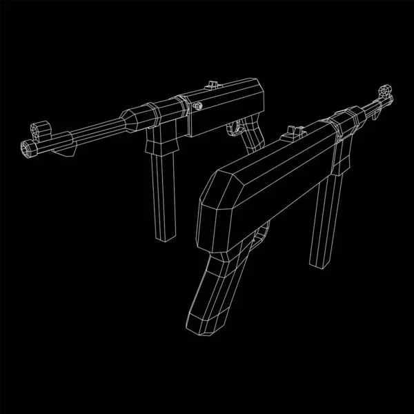 Subfusil alemán MP 40 pistola de armas de fuego de la Segunda Guerra Mundial — Archivo Imágenes Vectoriales