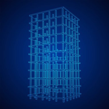 İnşaat devam ediyor. Kablo çerçevesi düşük poli ağ