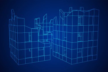 Harap olmuş bina ve beton, savaş yıkım konsepti