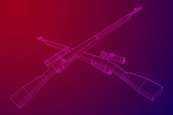 Sniper bolt-action rifle mosin nagant. Wireframe baixa malha poli — Vetor de Stock