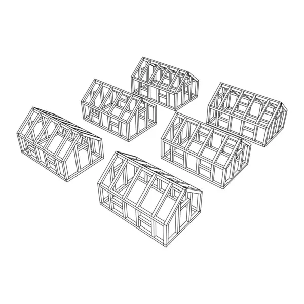 Gewächshausbau. Treibhaus-Bauobjekt. Warmes Haus — Stockvektor