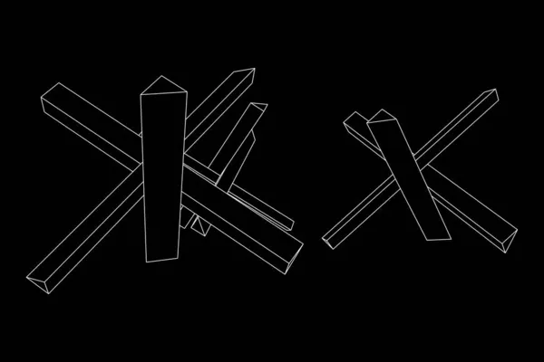 Pertahanan antitank landak. Wireframe poly rendah mesh. - Stok Vektor