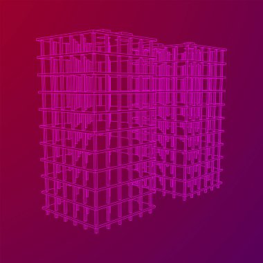 İnşaat devam ediyor. Kablo çerçevesi düşük poli ağ