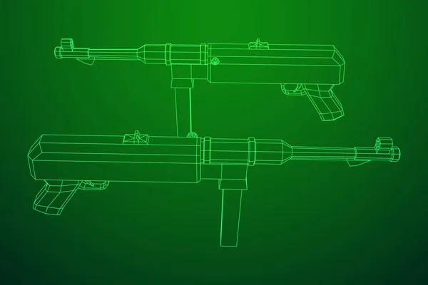 機銃ドイツのMP 40第二次世界大戦の銃器ピストル — ストックベクタ