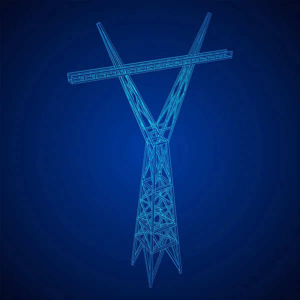 Torre de transmissão de energia wireframe de nylon de alta tensão — Vetor de Stock