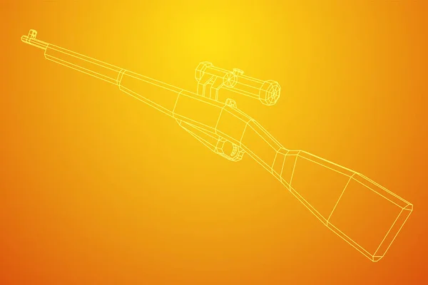 Sniper bolt-action rifle mosin nagant. Wireframe baixa malha poli — Vetor de Stock