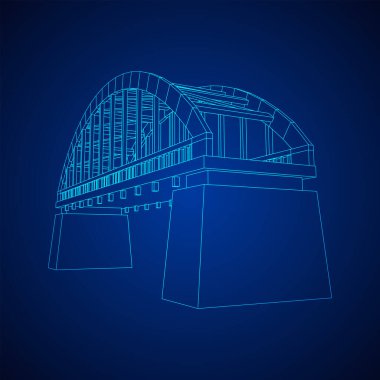 Köprü bağlantısı. Kablo çerçevesi düşük poli ağ