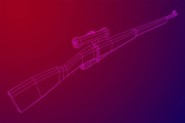 Keskin nişancı, civatalı tüfek, Mosin Nagant. Kablo çerçevesi düşük poli ağ