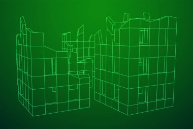 Harap olmuş bina ve beton, savaş yıkım konsepti