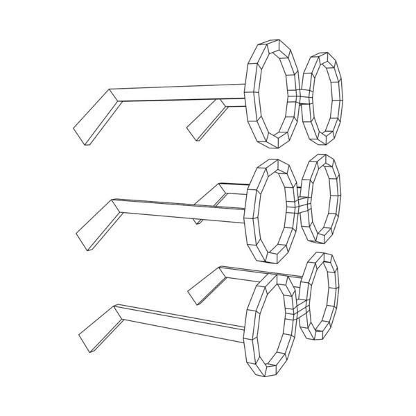 Kocka kerek retro szemüveg Wireframe vektor illusztráció. — Stock Vector