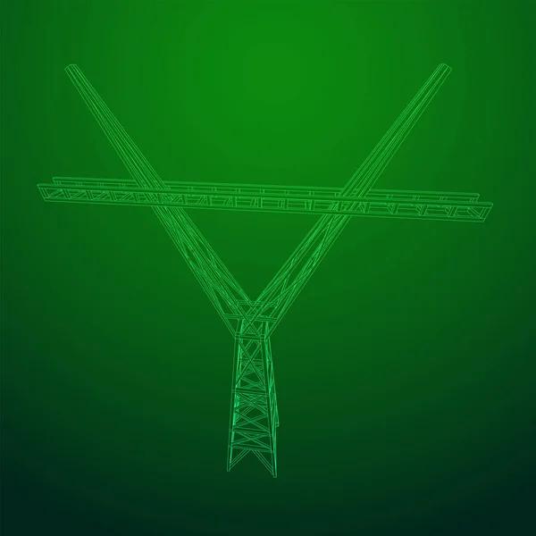 Torre de transmisión de energía alta tensión pylon wireframe — Archivo Imágenes Vectoriales