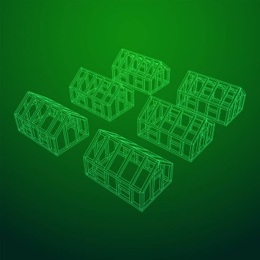 Sera inşaat iskeleti. Sera binası objesi. Sıcak ev