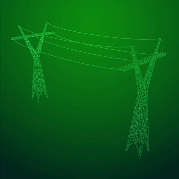 Güç iletim kulesi yüksek voltaj pilonu kablosu — Stok Vektör