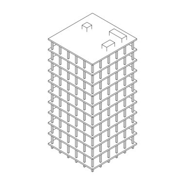 İnşaat devam ediyor. Kablo çerçevesi düşük poli ağ