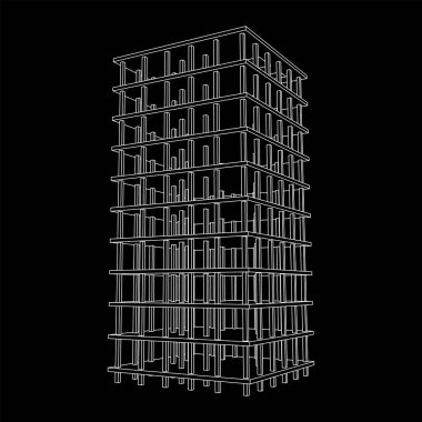 İnşaat devam ediyor. Kablo çerçevesi düşük poli ağ