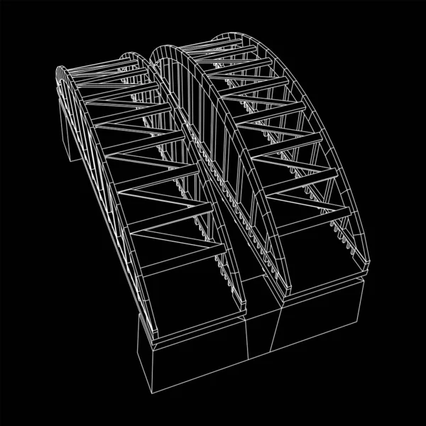 Estrutura de ligação da ponte. Wireframe baixa malha poli —  Vetores de Stock