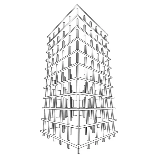 Budova ve výstavbě. Wireframe low poly mesh — Stockový vektor